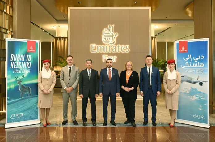 In frame (L-R): Jeffrey Van Haeften, Senior Vice President of Cargo Commercial Worldwide, Emirates SkyCargo, Omar bin Ghaleb, Deputy Director General of the General Civil Aviation Authority, Adnan Kazim, Deputy President and Chief Commercial Officer, Emirates, Her Excellency Tuula Yrjölä, Ambassador of Finland to the UAE, and Samuli Pesu, Chairman of the Finnish Business Council UAE. Image courtesy: Emirates AIRLINES
